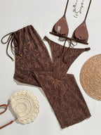 Conjunto Biquíni Floral Botões Calça Longa