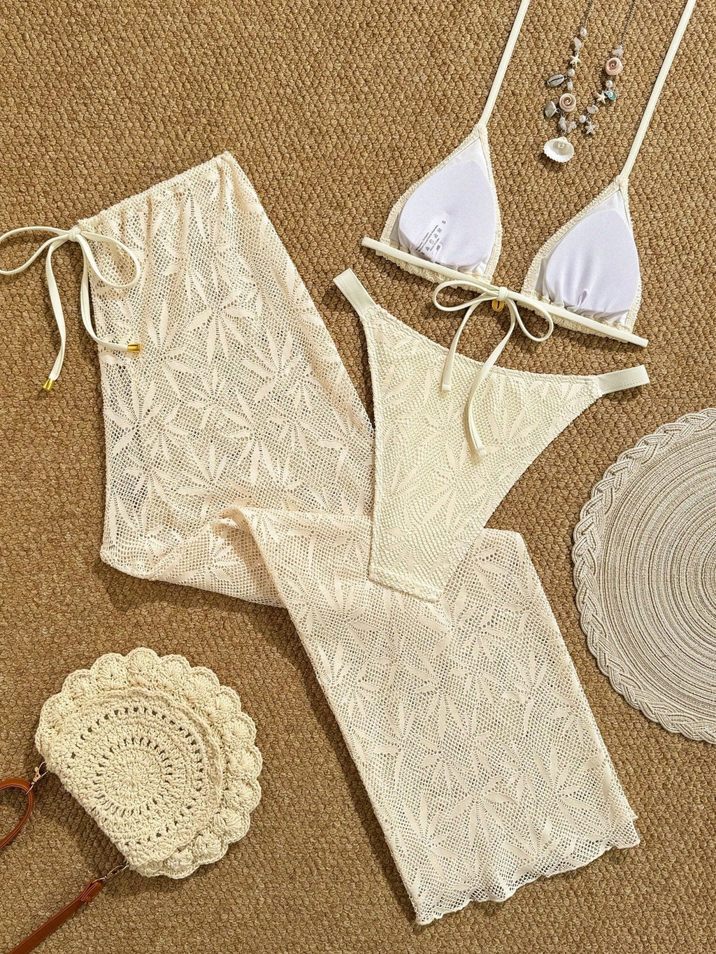 Conjunto Biquíni Floral Botões Calça Longa