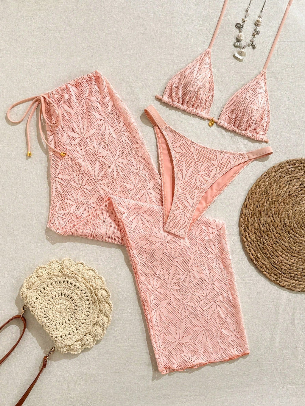 Conjunto Biquíni Floral Botões Calça Longa
