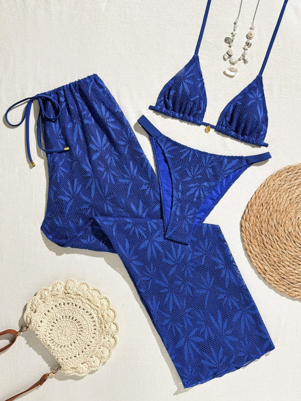 Conjunto Biquíni Floral Botões Calça Longa
