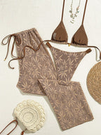 Conjunto Biquíni Floral Botões Calça Longa