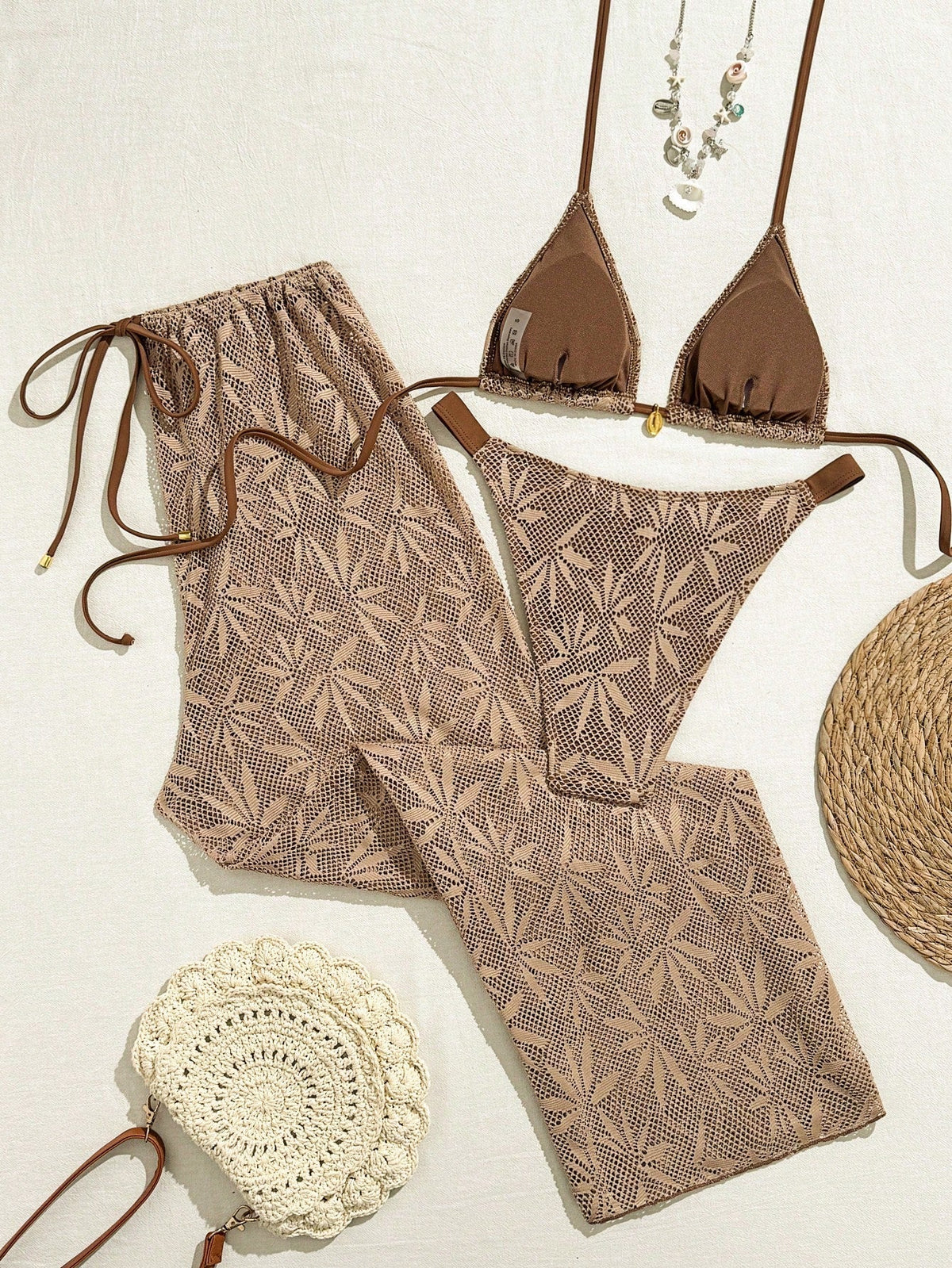 Conjunto Biquíni Floral Botões Calça Longa