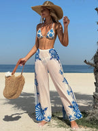 Conjunto Biquíni Boho Multicolorido Calça Extra 3 Peças