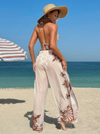 Conjunto Biquíni Boho Multicolorido Calça Extra 3 Peças