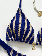 Conjunto Biquíni Triangular Top Longo Decote Frente Única