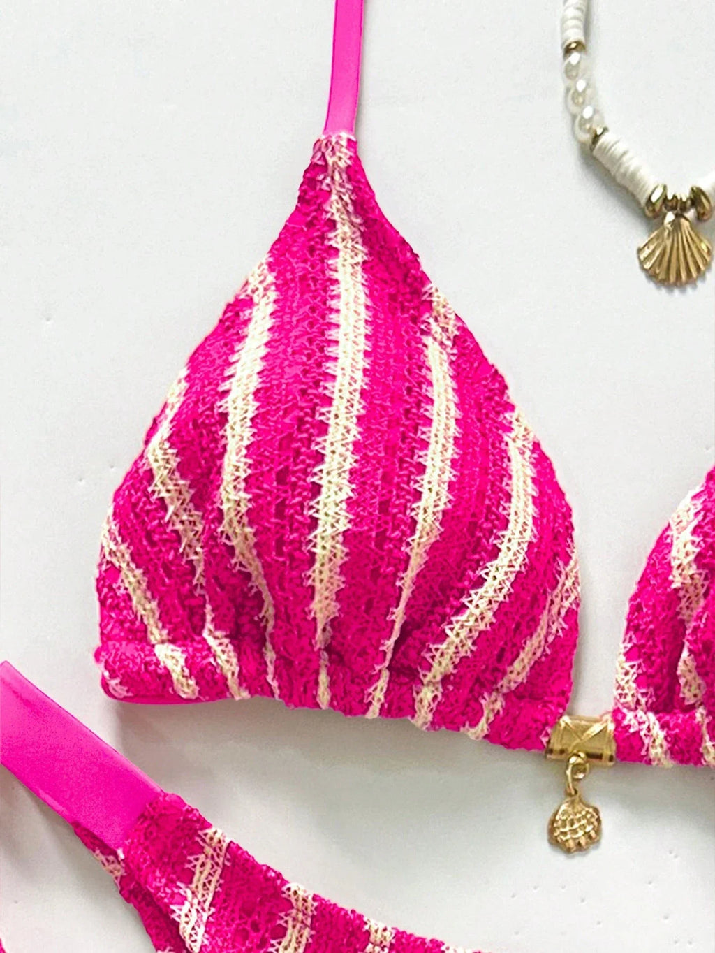 Conjunto Biquíni Triangular Top Longo Decote Frente Única