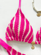 Conjunto Biquíni Triangular Top Longo Decote Frente Única