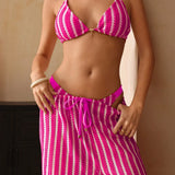 Conjunto Biquíni Triangular Top Longo Decote Frente Única