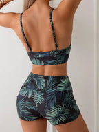 Conjunto Biquíni Boho Tropical Decote V Cordão