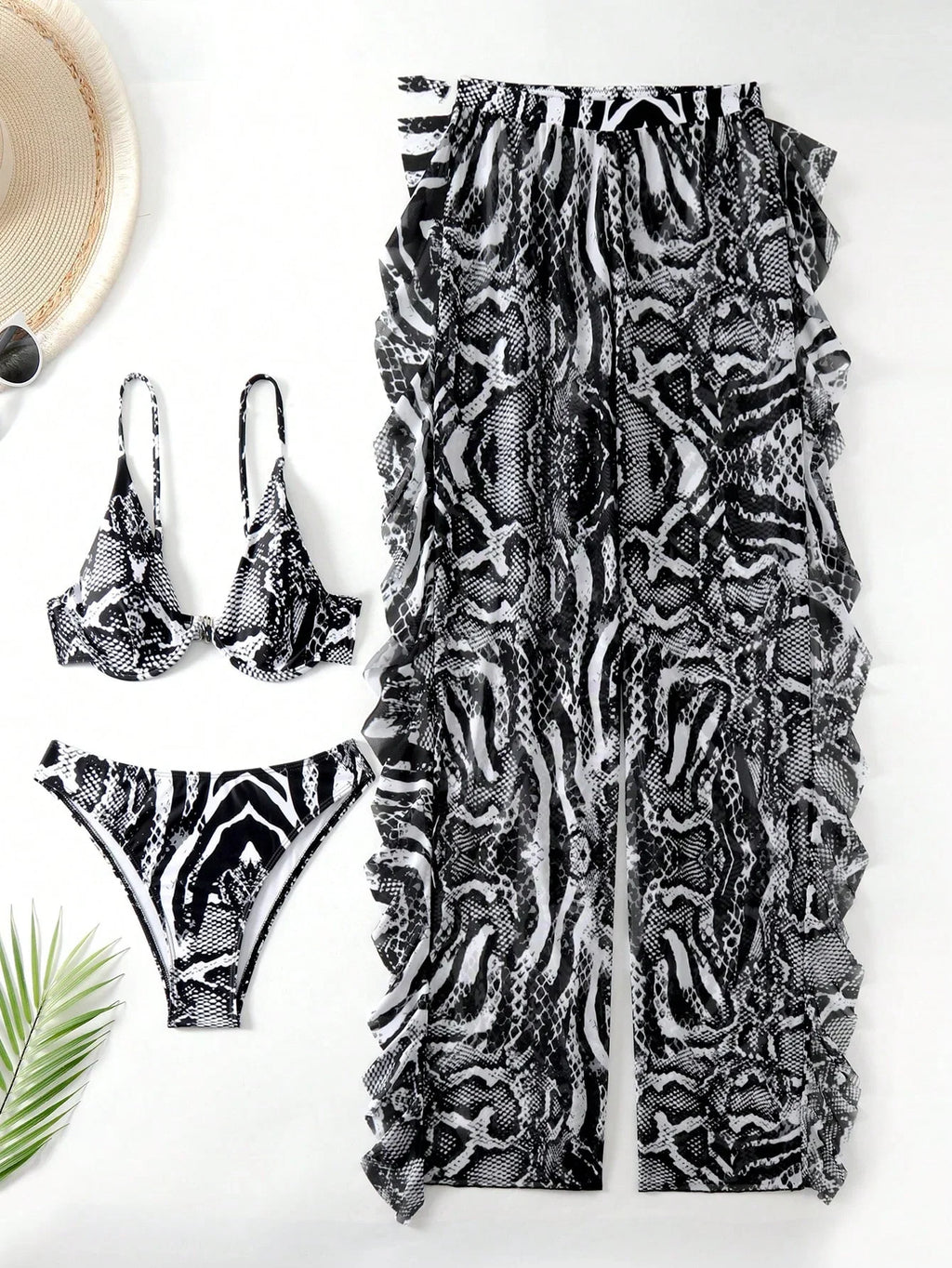 Conjunto de Biquíni 3 Peças Decote V Maré de Verão com Cordão Plissado — fotografia 5 | Mar & Pérola