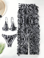Conjunto de Biquíni 3 Peças Decote V Maré de Verão com Cordão Plissado — fotografia 5 | Mar & Pérola