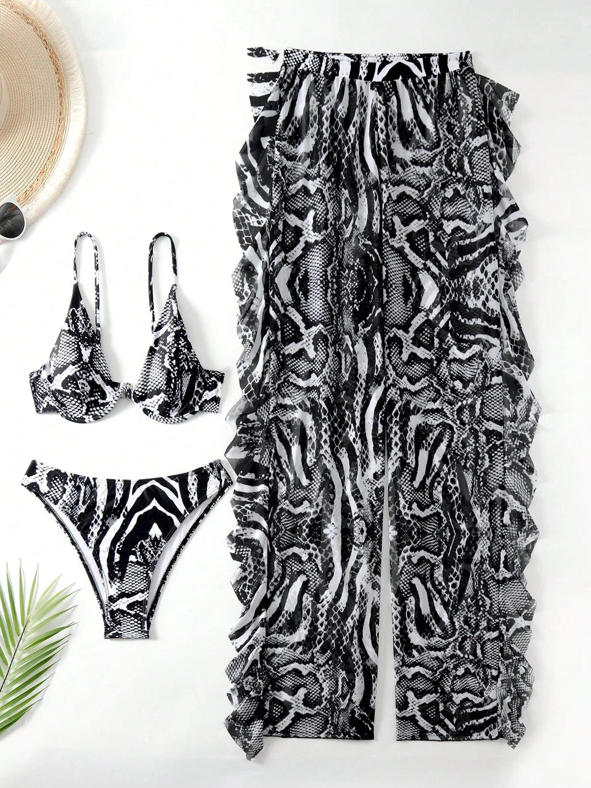 Conjunto de Biquíni 3 Peças Decote V Maré de Verão com Cordão Plissado — fotografia 5 | Mar & Pérola