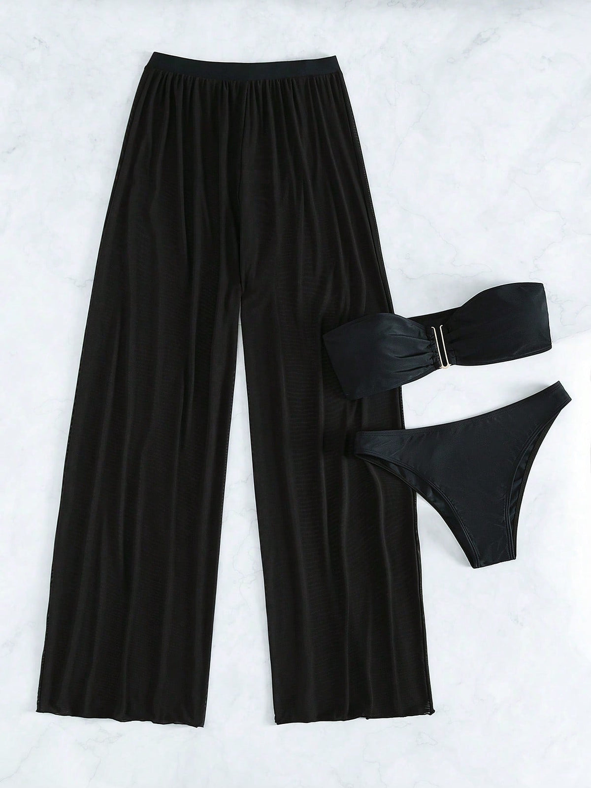 Conjunto de Biquíni 3 Peças Elegante Enseada com Calça de Cobertura — fotografia 2 | Mar & Pérola