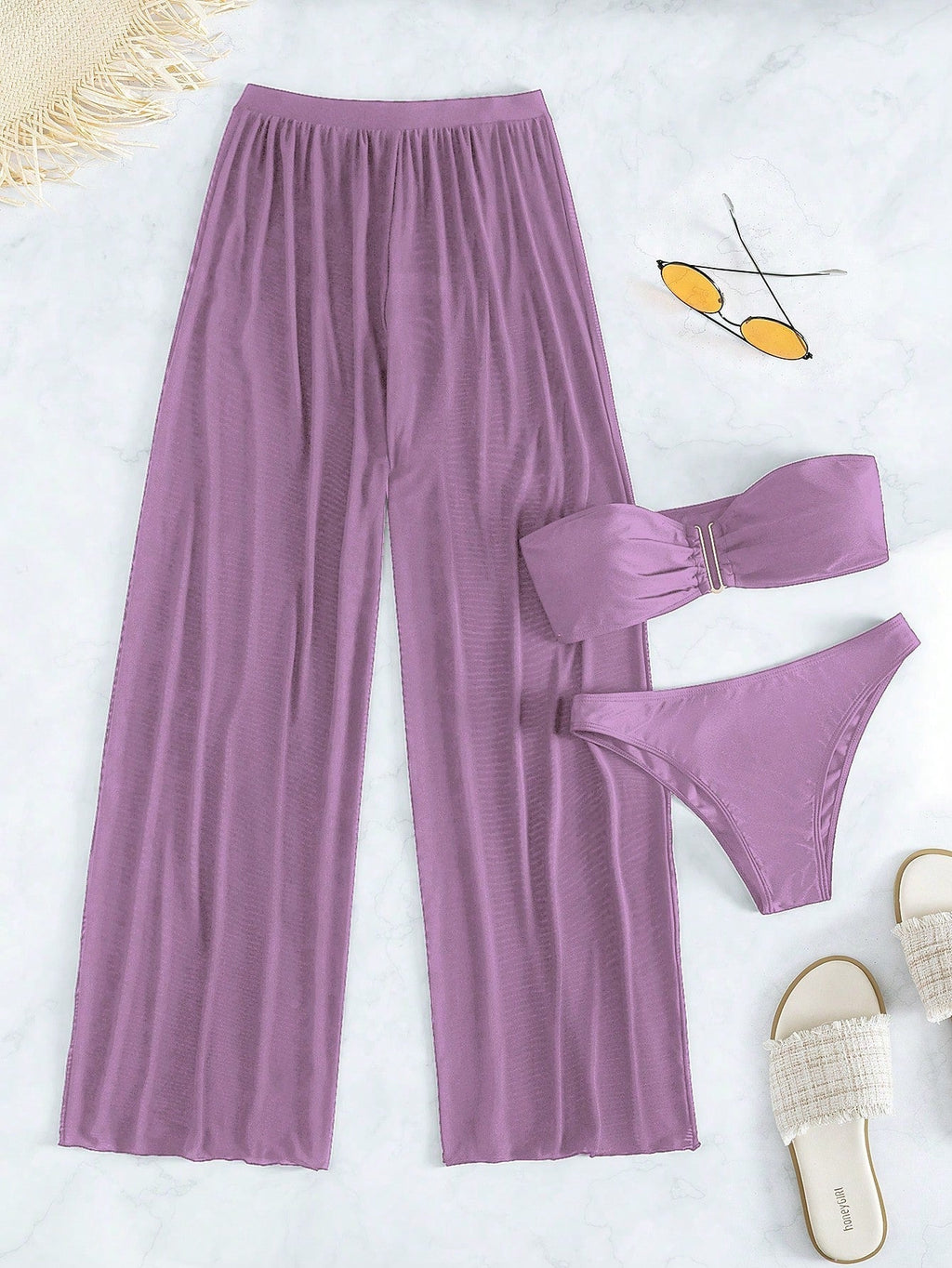 Conjunto de Biquíni 3 Peças Elegante Enseada com Calça de Cobertura — fotografia 5 | Mar & Pérola