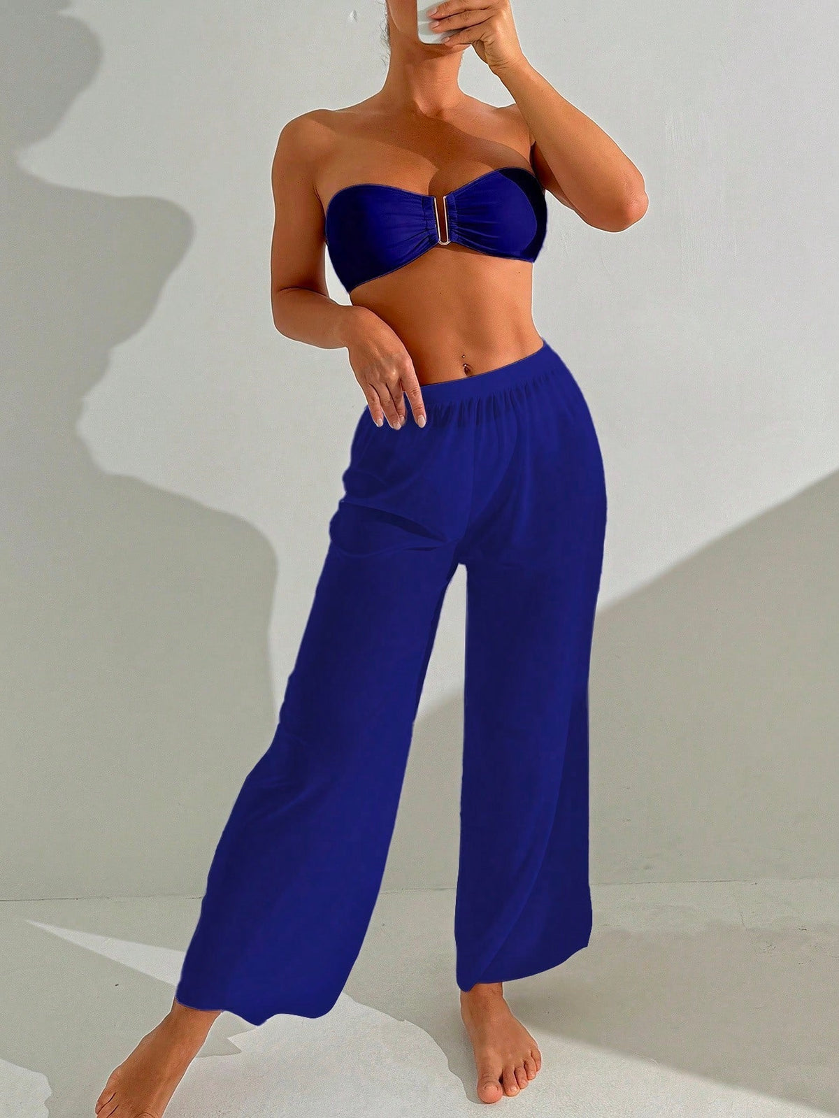 Conjunto de Biquíni 3 Peças Elegante Enseada com Calça de Cobertura — fotografia 16 | Mar & Pérola