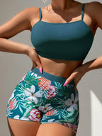 Conjunto de Biquíni 3 Peças Estampa Tropical Ilha Tropical — fotografia 13 | Mar & Pérola