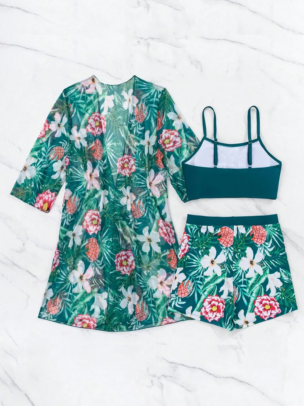 Conjunto de Biquíni 3 Peças Estampa Tropical Ilha Tropical — fotografia 15 | Mar & Pérola