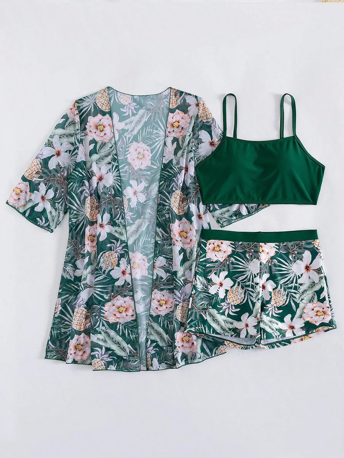 Conjunto de Biquíni 3 Peças Estampa Tropical Ilha Tropical — fotografia 34 | Mar & Pérola