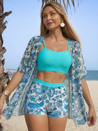 Conjunto de Biquíni 3 Peças Estampa Tropical Ilha Tropical — fotografia 36 | Mar & Pérola