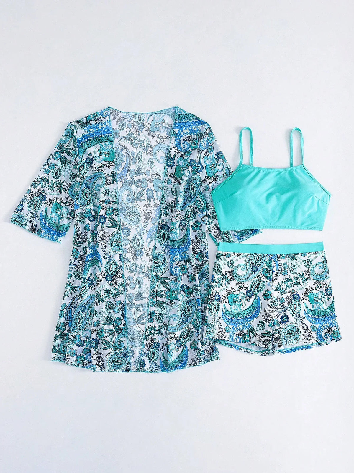 Conjunto de Biquíni 3 Peças Estampa Tropical Ilha Tropical — fotografia 40 | Mar & Pérola
