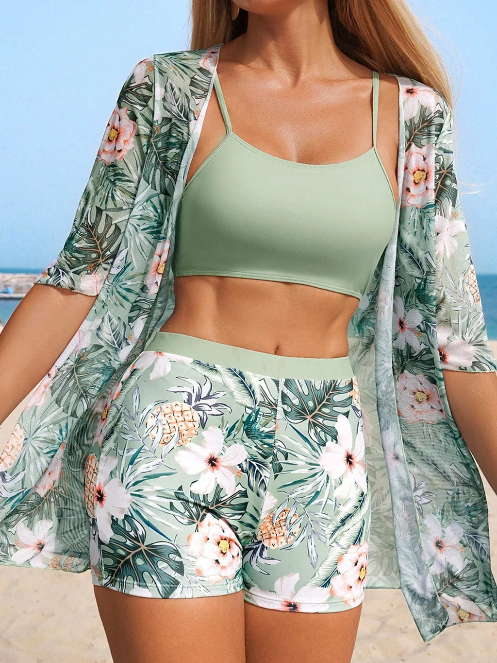 Conjunto de Biquíni 3 Peças Estampa Tropical Ilha Tropical — fotografia 59 | Mar & Pérola