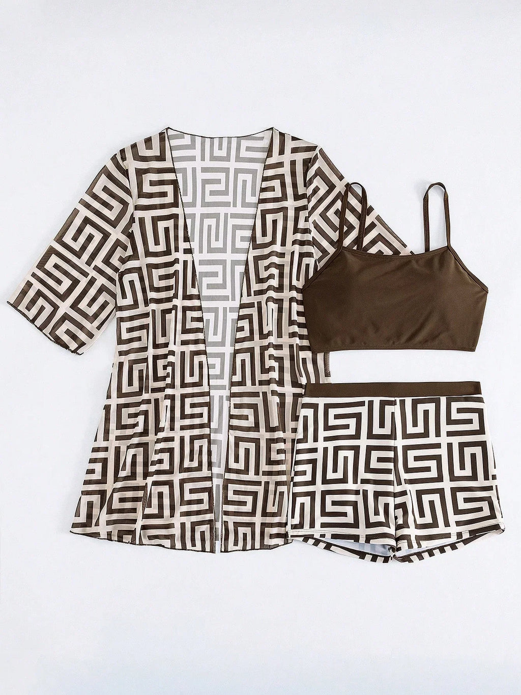 Conjunto de Biquíni 3 Peças Estampa Tropical Ilha Tropical — fotografia 77 | Mar & Pérola