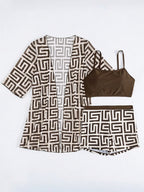 Conjunto de Biquíni 3 Peças Estampa Tropical Ilha Tropical — fotografia 77 | Mar & Pérola