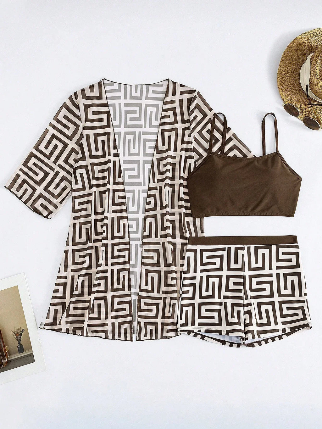 Conjunto de Biquíni 3 Peças Estampa Tropical Ilha Tropical — fotografia 79 | Mar & Pérola