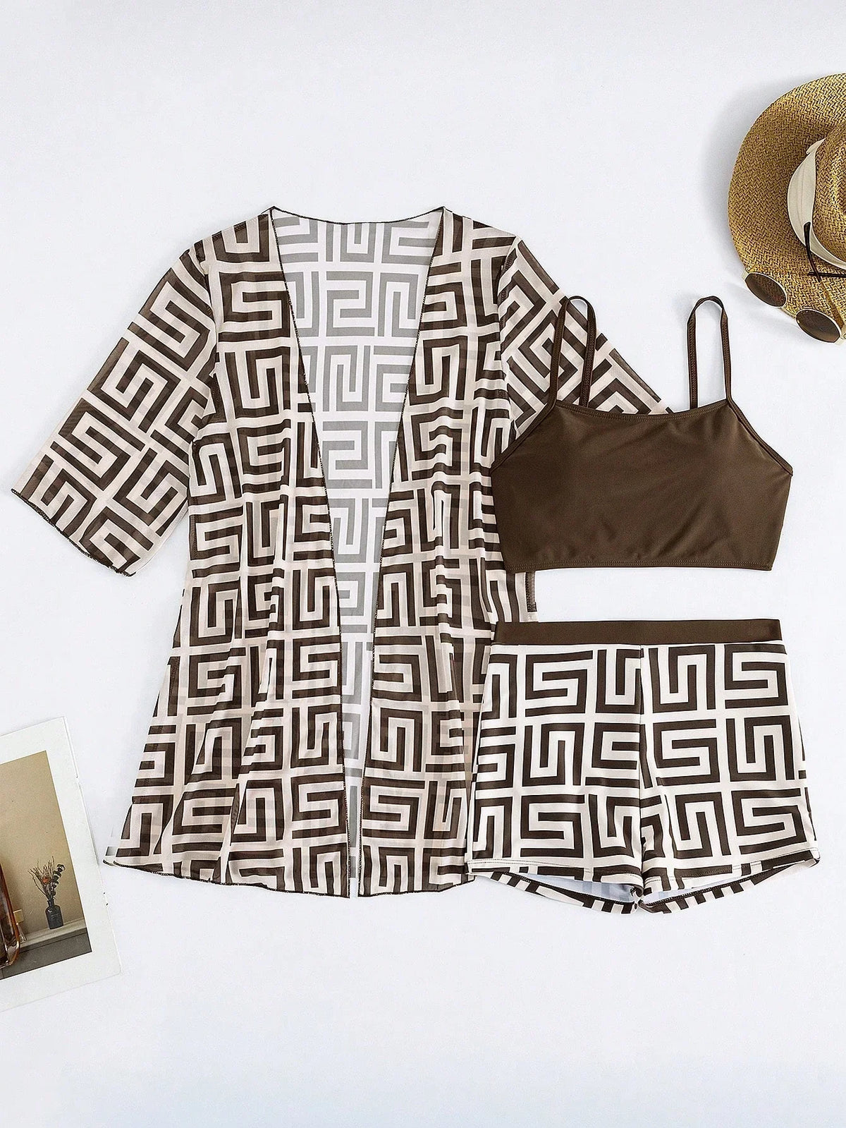 Conjunto de Biquíni 3 Peças Estampa Tropical Ilha Tropical — fotografia 79 | Mar & Pérola