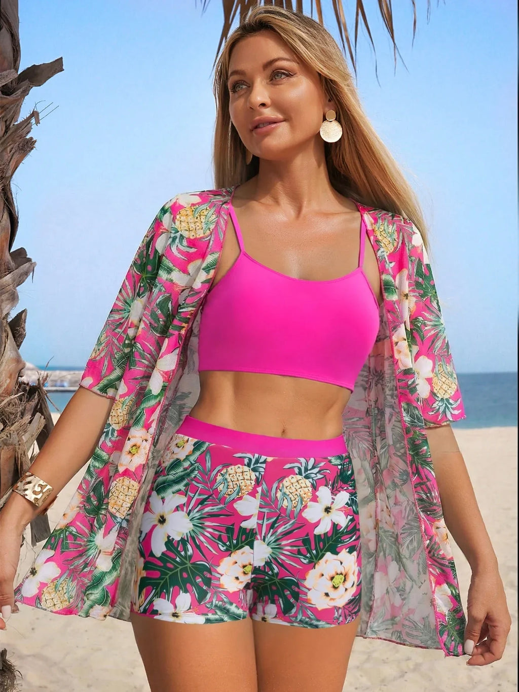 Conjunto de Biquíni 3 Peças Estampa Tropical Ilha Tropical — fotografia 89 | Mar & Pérola