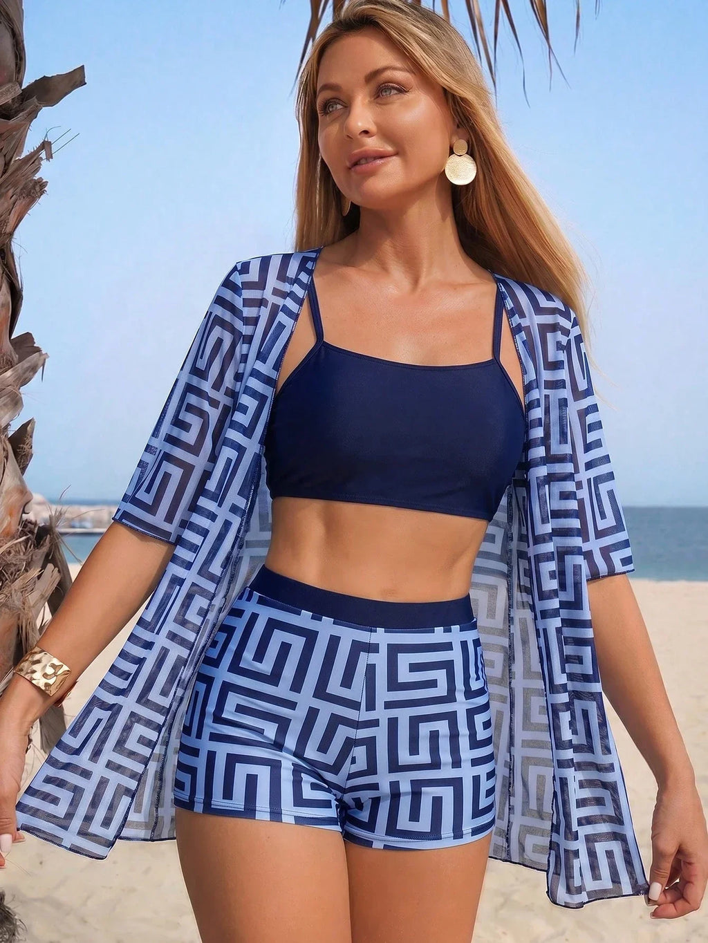 Conjunto de Biquíni 3 Peças Estampa Tropical Ilha Tropical — fotografia 91 | Mar & Pérola