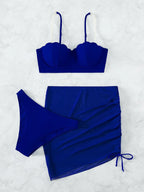 Conjunto de Biquíni 3 Peças Push-Up Maré de Verão com Saia Leque — fotografia 4 | Mar & Pérola