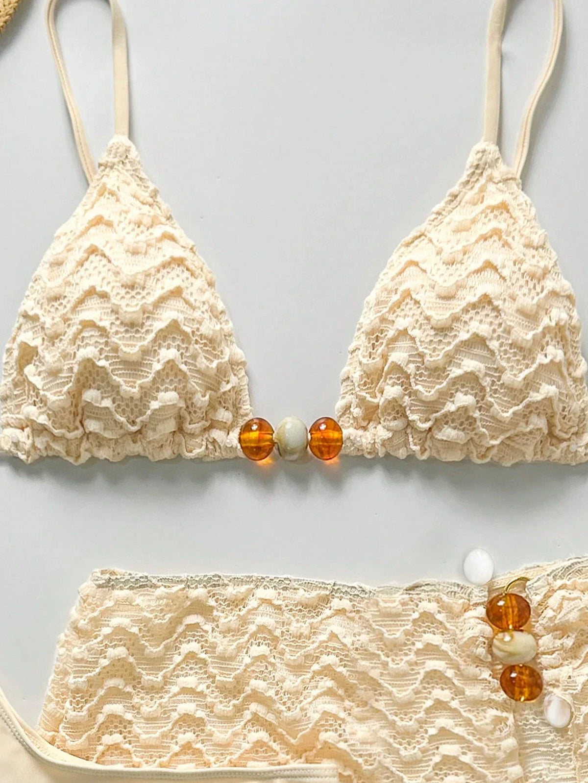 Conjunto de Biquíni 3 Peças Texturizado Textura da Maré com Saia — fotografia 3 | Mar & Pérola