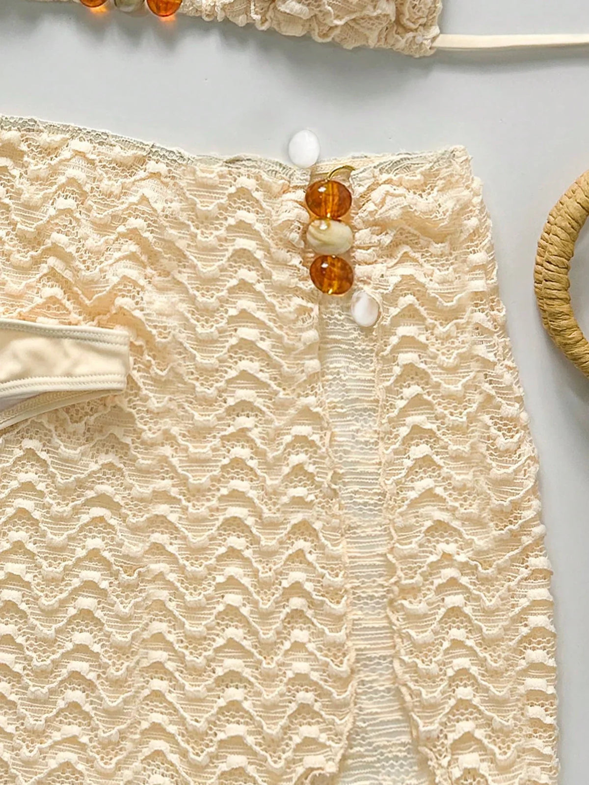 Conjunto de Biquíni 3 Peças Texturizado Textura da Maré com Saia — fotografia 4 | Mar & Pérola