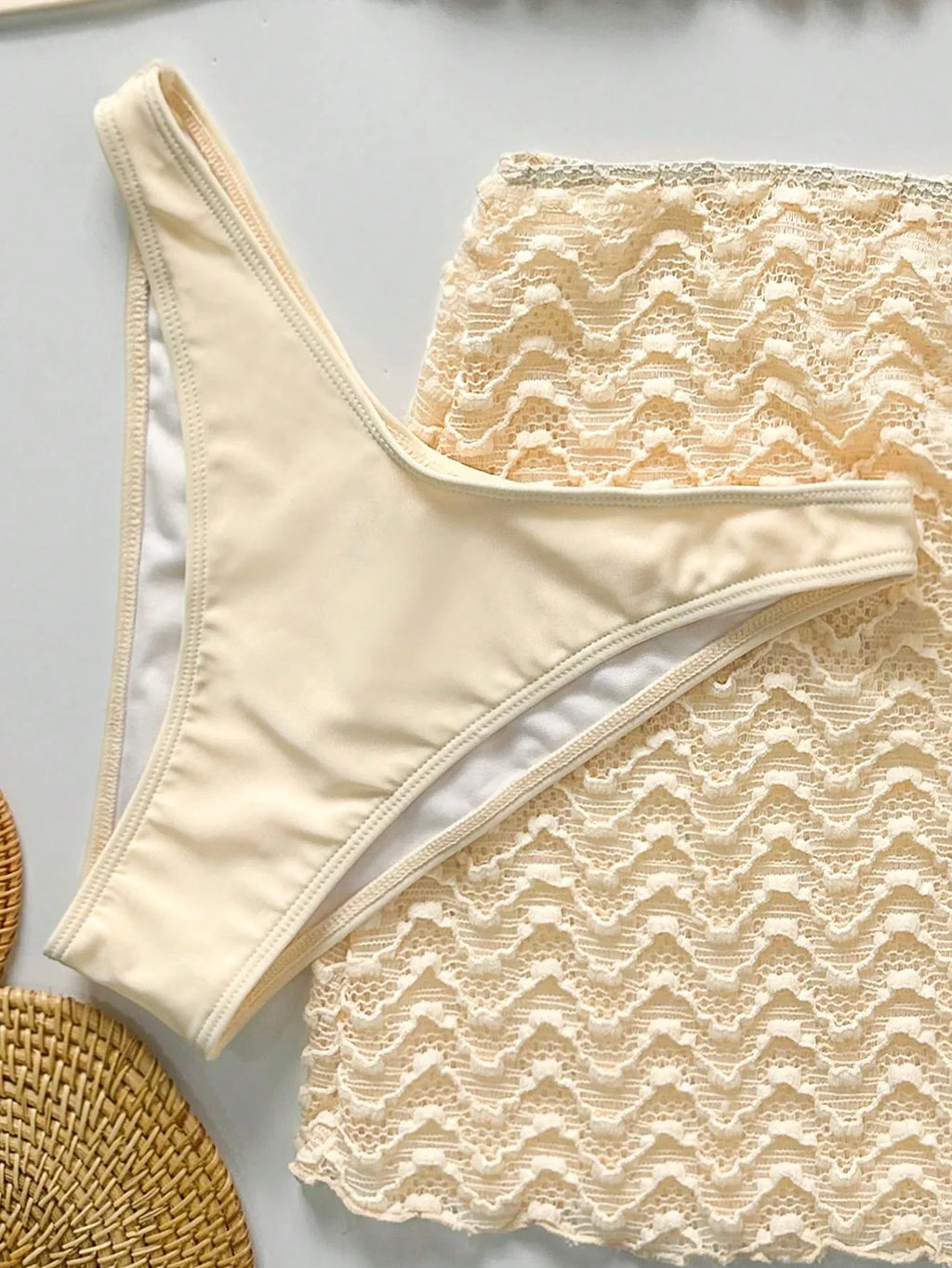 Conjunto de Biquíni 3 Peças Texturizado Textura da Maré com Saia — fotografia 6 | Mar & Pérola