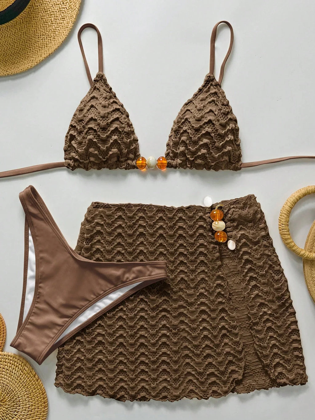 Conjunto de Biquíni 3 Peças Texturizado Textura da Maré com Saia — fotografia 7 | Mar & Pérola
