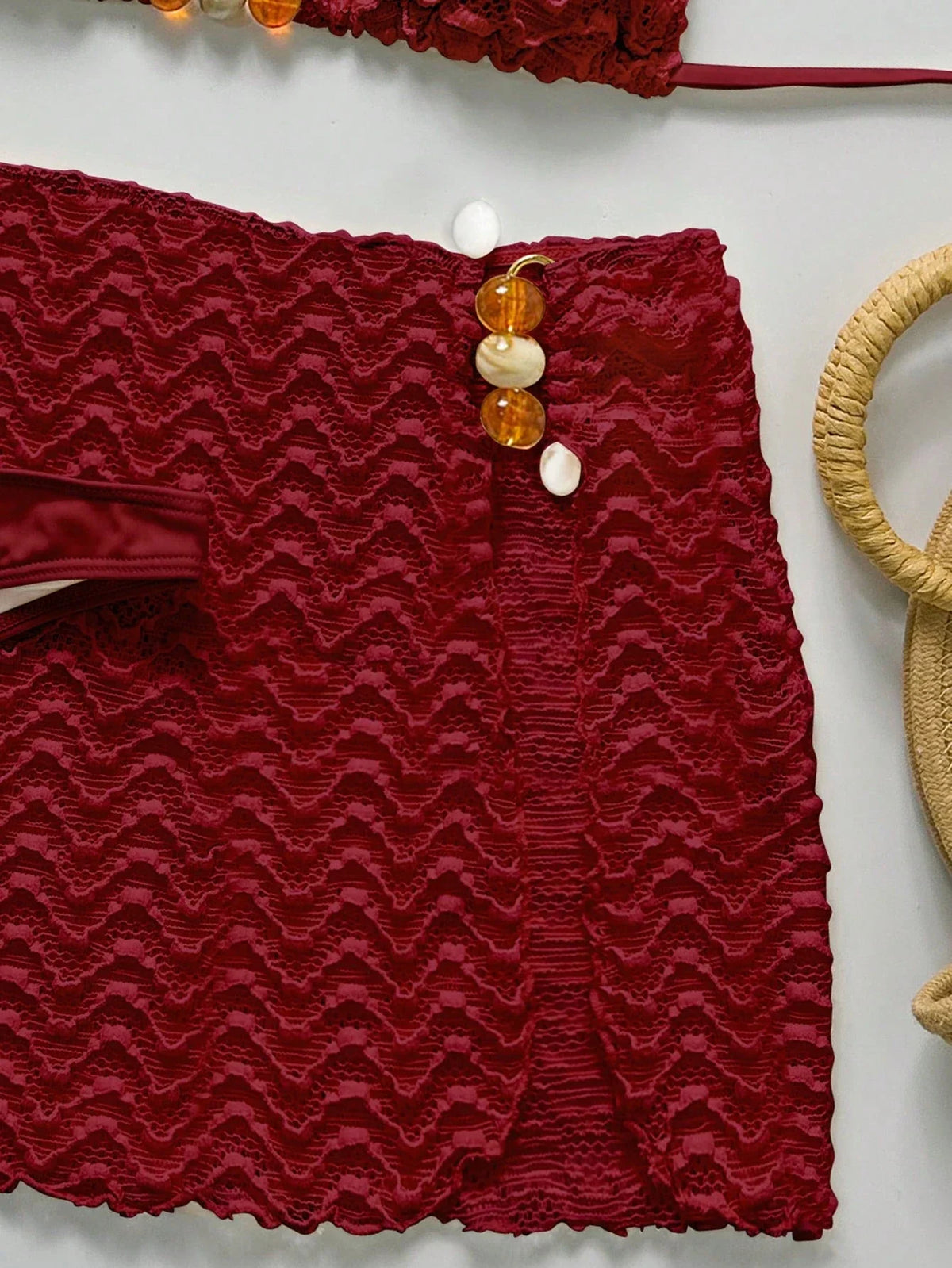Conjunto de Biquíni 3 Peças Texturizado Textura da Maré com Saia — fotografia 30 | Mar & Pérola