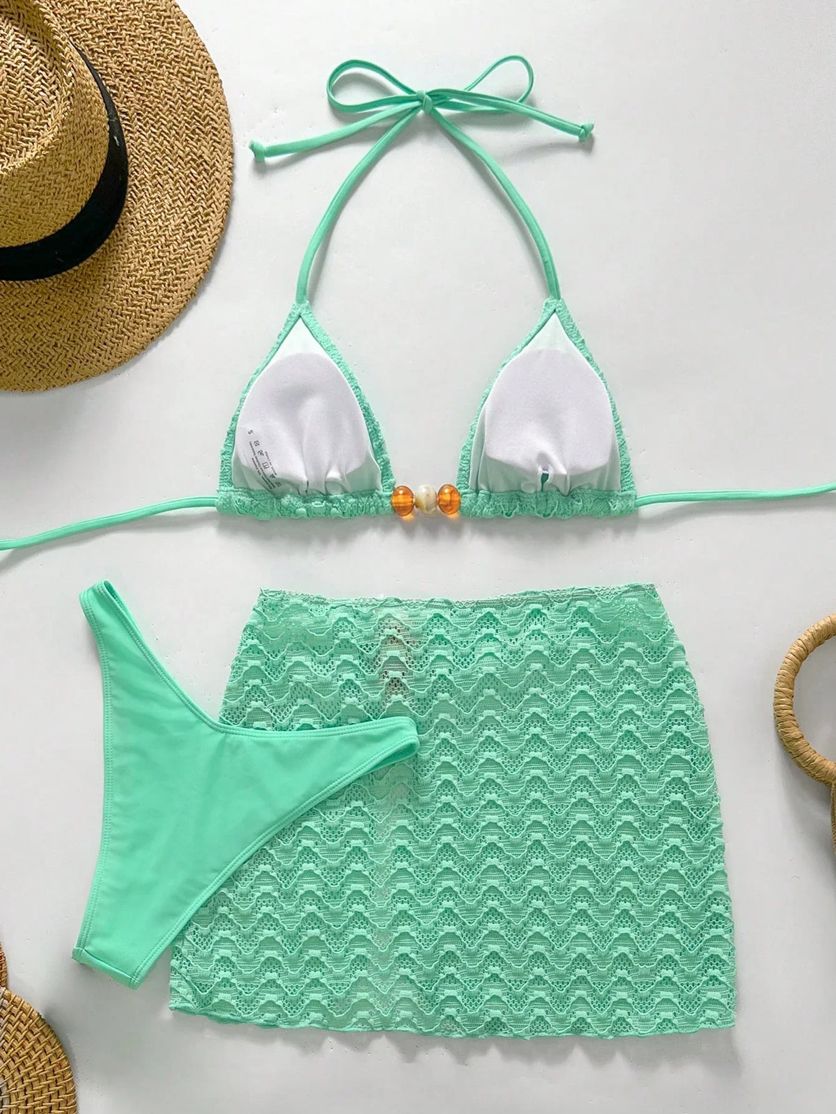 Conjunto de Biquíni 3 Peças Texturizado Textura da Maré com Saia — fotografia 32 | Mar & Pérola