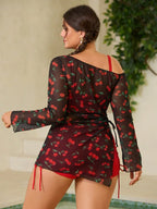 Conjunto de Biquíni Plus Size Ombro a Ombro Estampado
