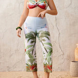 Conjunto de Biquíni Plus Size Tropical Nó Torcido