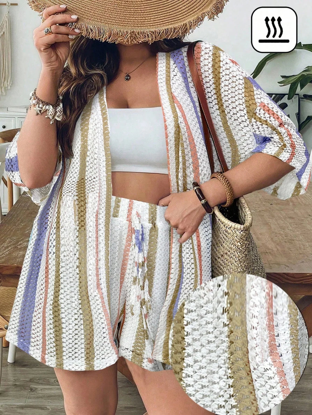 Conjunto Plus Size Blusa Longa Mini Shorts