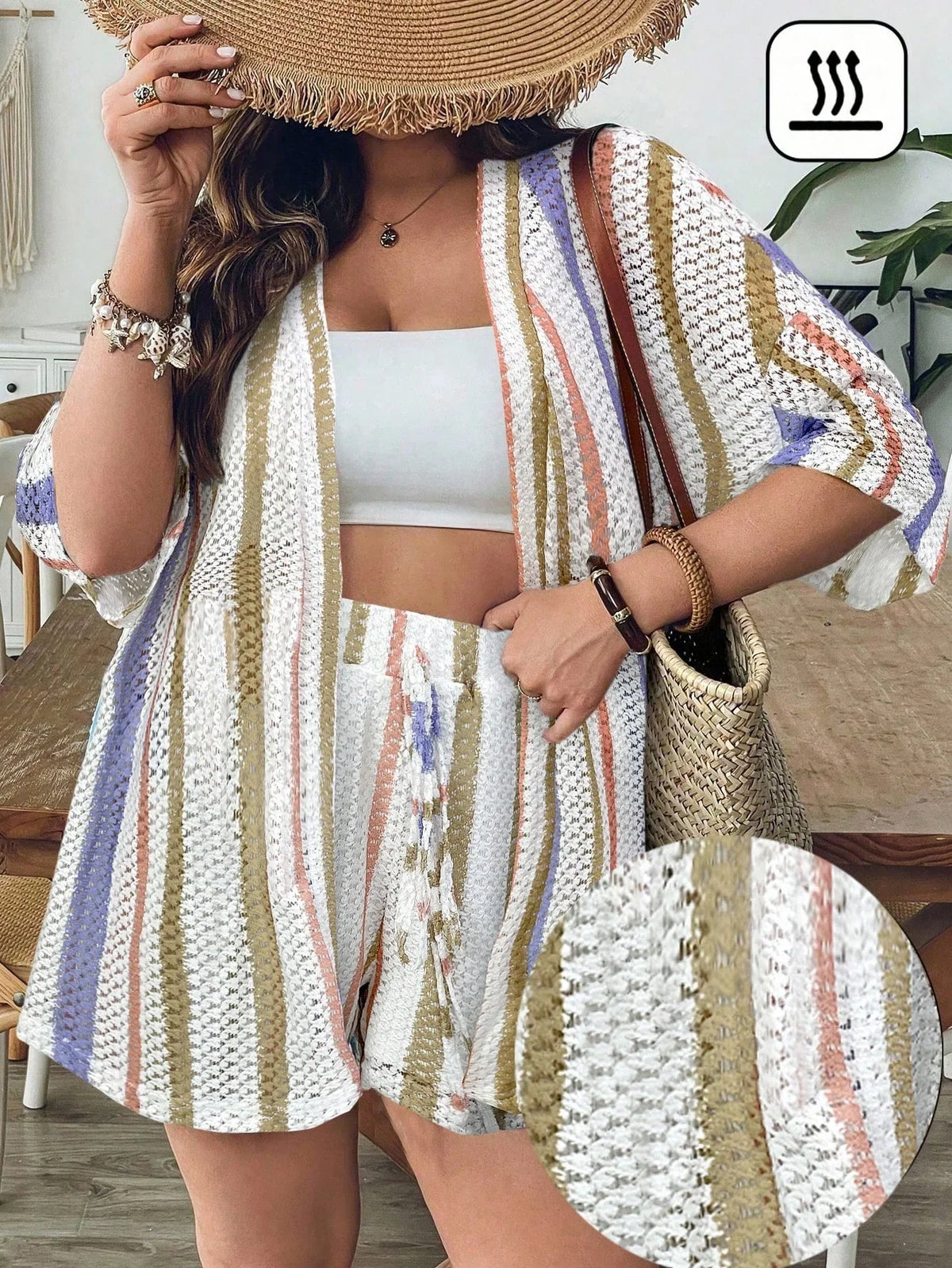Conjunto Plus Size Blusa Longa Mini Shorts