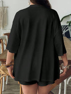 Conjunto Plus Size Blusa Longa Mini Shorts