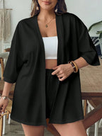 Conjunto Plus Size Blusa Longa Mini Shorts