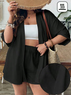 Conjunto Plus Size Blusa Longa Mini Shorts