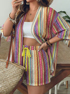 Conjunto Plus Size Blusa Longa Mini Shorts