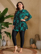 Conjunto Plus Size Burkini Brisa de Verão com Zíper Frontal — fotografia 7 | Mar & Pérola