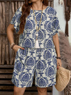 Conjunto Plus Size Estampa Total Costa do Sol com Bolso — fotografia 9 | Mar & Pérola