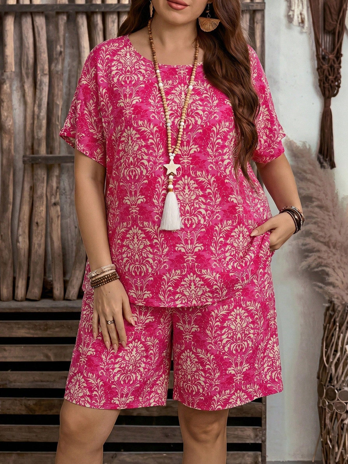 Conjunto Plus Size Estampa Total Costa do Sol com Bolso — fotografia 14 | Mar & Pérola