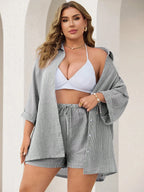 Conjunto Plus Size Listrado Lapela